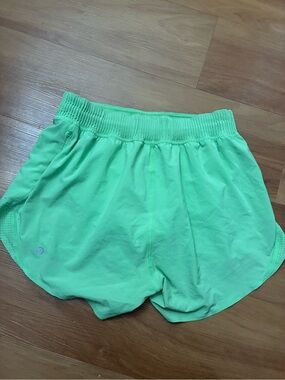 Lululemon Hotty Hot High-Rise Lined Shorts in a bright green color